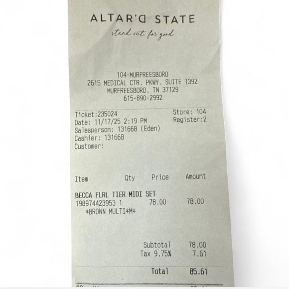 Altar’d State Matilda Floral Tier Midi Skirt - Picture 6 of 6